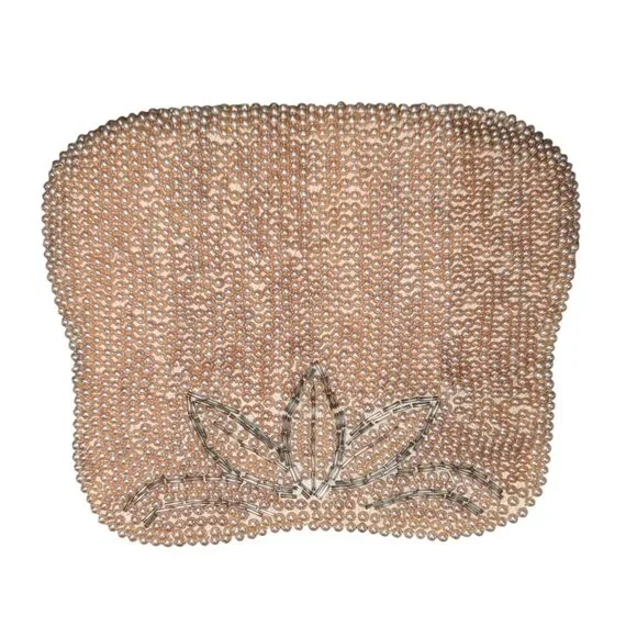 Vintage Pearl Beaded Clutch Floral Design made in Japan 4x7 Inches - Picture 5 of 11
